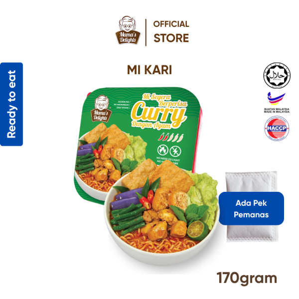 Ready-to-eat Mi Kari dengan Pek Pemanas | RTE Kari Noodle with Self-heating Pad (170gram)