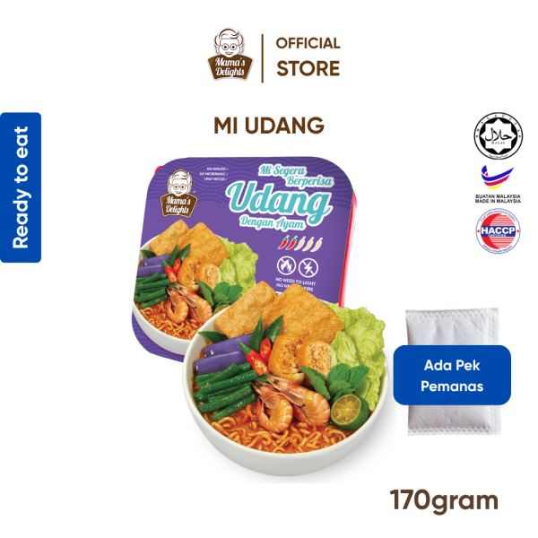 Ready-to-eat Mi Udang dengan Pek Pemanas | RTE Prawn Noodle with Self-heating Pad (170gram)