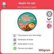 Ready-to-eat Nasi Rendang Ayam | Rendang Chicken Rice (350gram)